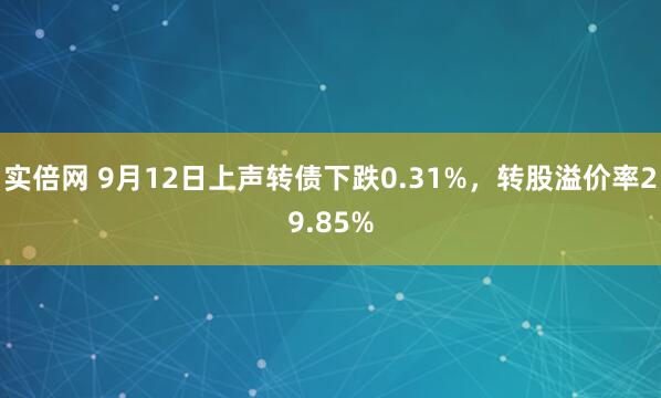 实倍网 9月12日上声转债下跌0.31%，转股溢价率29.85%