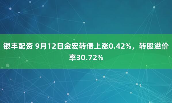 银丰配资 9月12日金宏转债上涨0.42%，转股溢价率30.72%