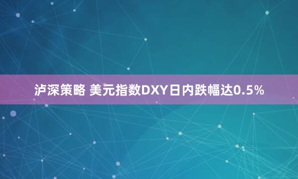泸深策略 美元指数DXY日内跌幅达0.5%